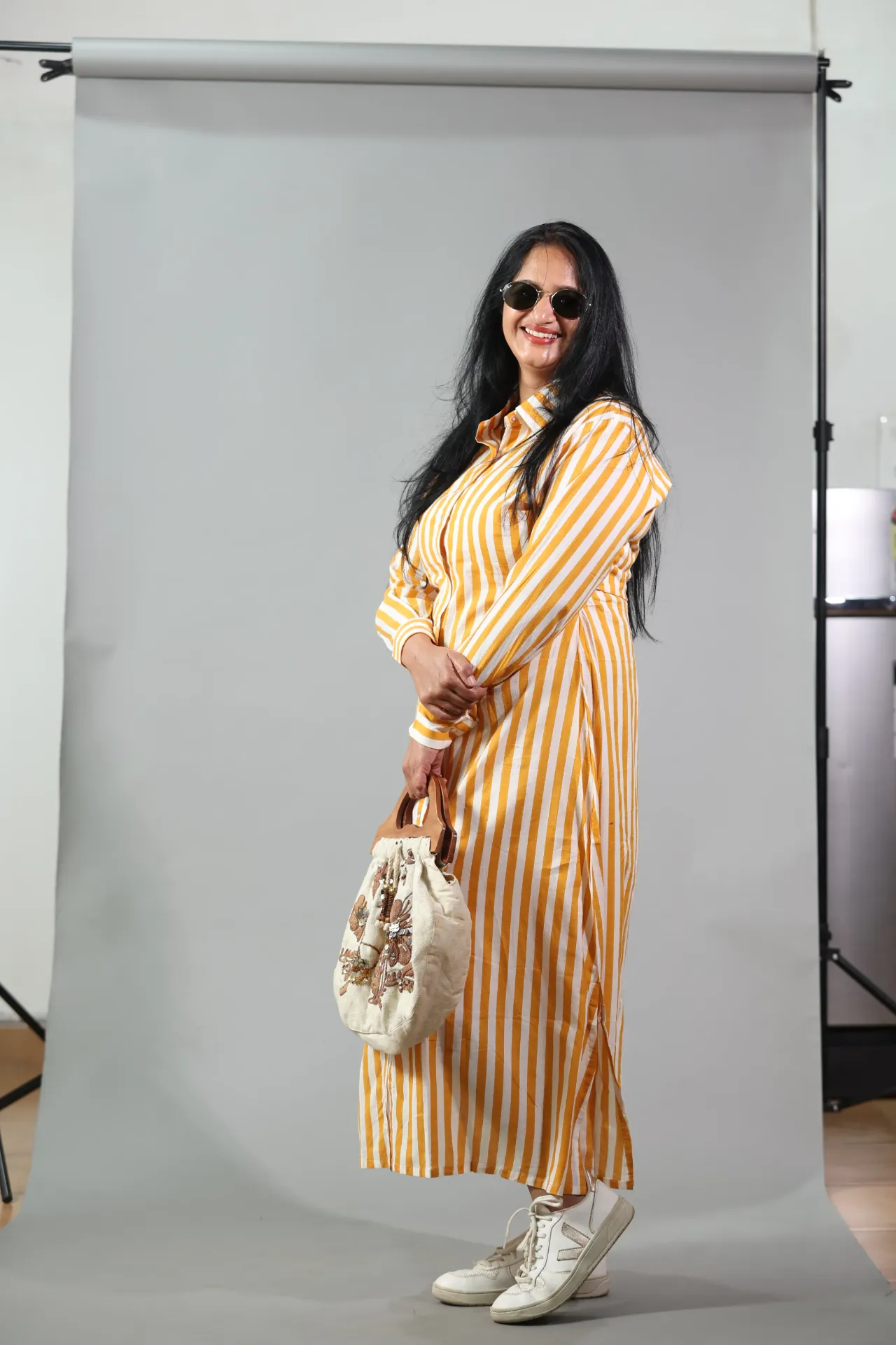 Golden Hour Stripe Shirt Dress